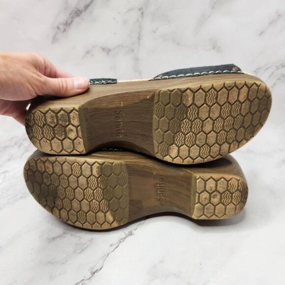 Sanita Daisy Davia Suede Leather Platform Sandals Black Blue Women's 9.5 (41) - Picture 9 of 9